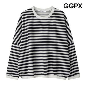 GGPX  스마일 패치 스트라이프 맨투맨 티셔츠 (GP8TS009F)
