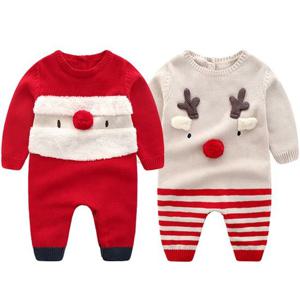 산타와 루돌프 뽀글이 니트 아동 긴팔우주복 303705 아기우주복 유아우주복 아기니트우주복 아기겨울우주복 산타우주복 루돌프우주복 크리스마스우주복
