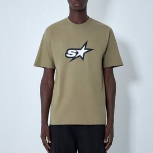 25 FW 스투시 스타 그래픽 로고 모티프 코튼 숏슬리브 티셔츠 올리브 1905123 0483