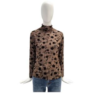 페이지플린  (F5CTS500) 시스루 벨벳 플라워 폴라 티셔츠