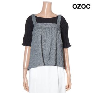 [오조크] 체크 플레어 뷔스티에 블라우스 (K75-81615)