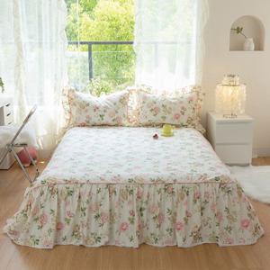 [러빙랩]로라 순면 플라워 침대커버 매트리스커버 침대스커트 Q