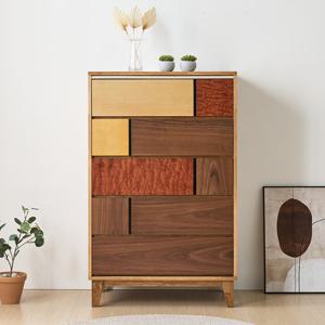 델린느 고무나무 원목 몬드리아 5단 서랍장 800 (착불)