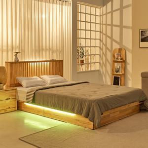 데리아 라지킹 1800 평상형 갤러리 LED 침대 참죽 원목 프레임 (