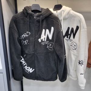 [나인마이너스투]리트머스 공용 낙서자수 양털후드집업LN4JU828_