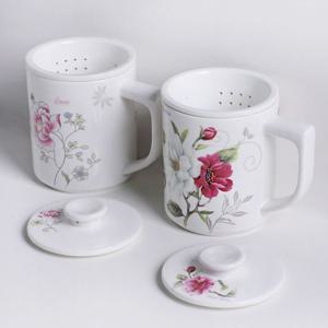 레트로 본 차이나 핸들뚜껑 도자기 필터머그 450ml