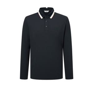 헤지스 골프 24FW 간절기필수템ESSENTIAL 블랙 남성 화섬 소재 긴팔카라 티셔츠 (레귤러핏) HUTS4C601BK