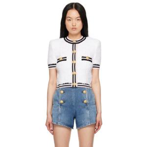 25 FW 발망 여성 화이트 모노그램 가디건 241251F095007