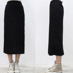 이쁜 여성 의류 겨울 롱니트 스커트 검정색 패션 웨어