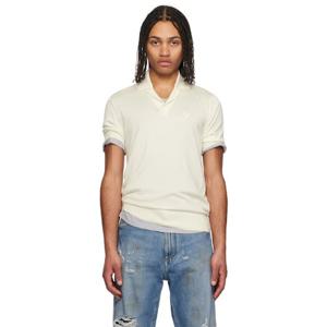 돌체앤가바나 폴로셔츠 오프 화이트 로고 자수 실크 폴로 셔츠 251003M212010