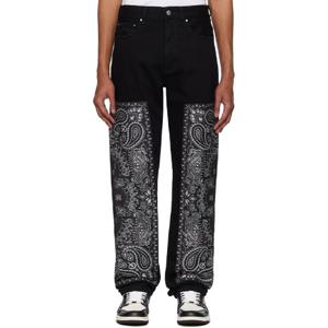 아미리 청바지 블랙 반다나 데님 진 251886M186002