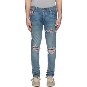 아미리 청바지 블루 MA 쿼드 플래드 MX1 데님 진 251886M186017