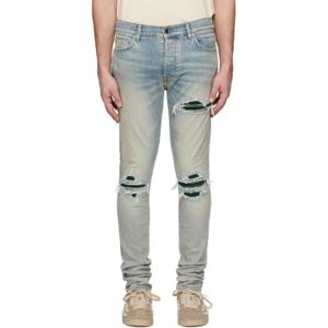 아미리 청바지 블루 MX1 스웨이드 데님 진 251886M186015