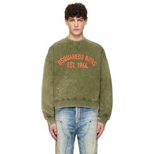 디스퀘어드2 스웨트셔츠 그린 배니시 스팟 사이프로 핏 스웨트셔츠 251148M204001