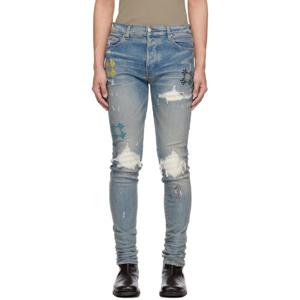 아미리 청바지 블루 MA 쿼드 컷아웃 MX1 데님 진 251886M186059