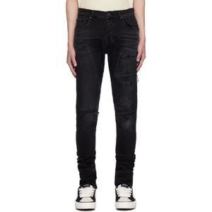 아미리 청바지 블랙 MA 바시티 리페어 데님 진 242886M186046