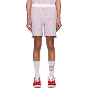 톰브라운 반바지 레드   화이트 코튼 트위드 썸머 쇼츠 251381M193018