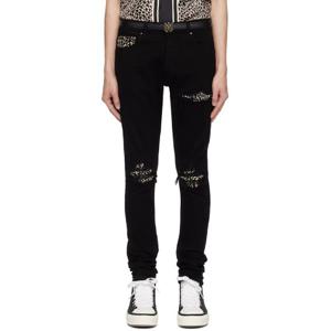 아미리 청바지 블랙 MX1 레오파드 데님 진 242886M186059