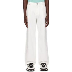 발망 청바지 화이트 스트레이트 핏 데님 진 242251M186002