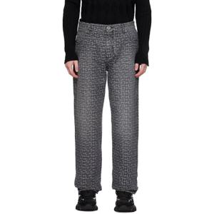 발망 청바지 블랙 모노그램 자카드 데님 진 242251M186001