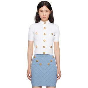 발망 가디건 화이트 버튼 가디건 241251F095000