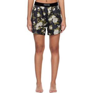 톰포드 반바지 블랙 헨드릭스 실크 새틴 파자마 쇼츠 251076F088003