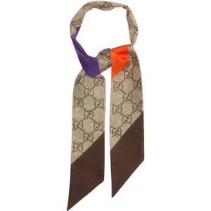 25 FW 구찌 다이아몬드 컬러 블록 GG 슈프림 실크 트윌 슬림 스카프 682556 3G001 9766