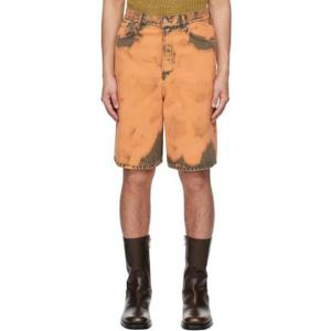 드리스반노튼 반바지 오렌지 블리치 워싱 쇼츠 241358M193034
