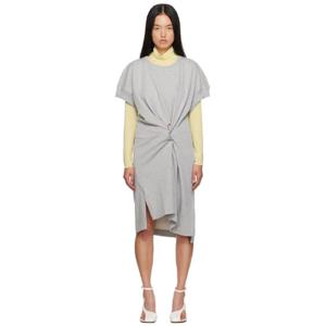 드리스반노튼 원피스 그레이 드레이핑 코튼 미니 드레스 242358F052002