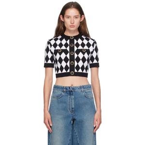 발망 가디건 블랙   화이트 다이아몬드 자카드 가디건 242251F095009