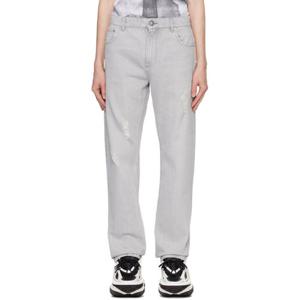 발망 청바지 그레이 레귤러 데님 진 242251M186016