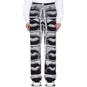 발망 청바지 블랙   화이트 립 프린트 루즈 데님 진 242251M186013