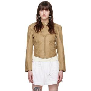 이사벨 가죽재킷 탠 알렉산드라 가죽 재킷 241600F064002