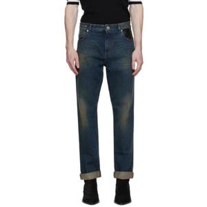 발망 청바지 블루 가죽 포켓 데님 진 232251M186008