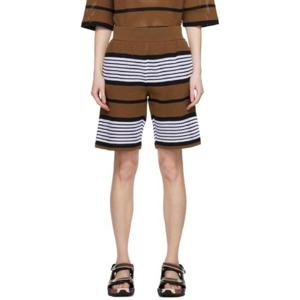 버버리 반바지 브라운 스트라이프 쇼츠 231376F088002