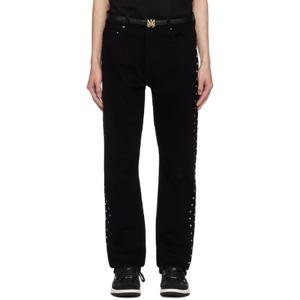 아미리 청바지 블랙 스타 크리스탈 슬림 데님 진 242886M186068