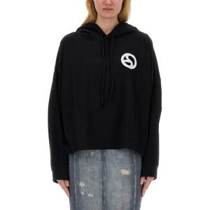 아크네스튜디오 블랙 루즈 핏 로고 후드 티셔츠 CI0161 900