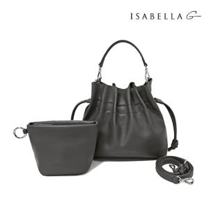 [이사벨라G]스트링 소가죽 버킷백 - 블랙