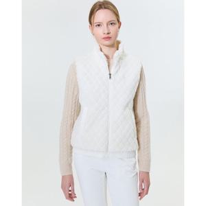 헤지스 골프 여성 24FW 스테디셀러플러피 체크 점퍼 베스트 (CREAM) WWJU4D943CR