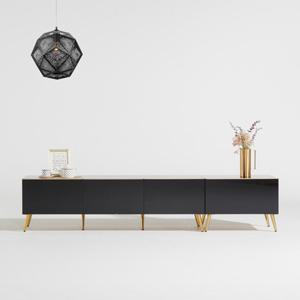 [더젠] 피렌체 흑경 고급 2100거실장세트(골드다리)