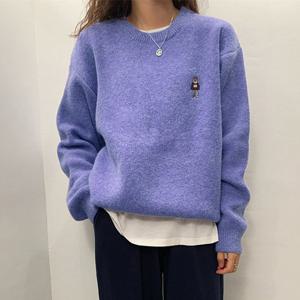 [올리비에스클로젯] 베어자수 포인트 루즈핏 라운드 니트_O2508KN036C