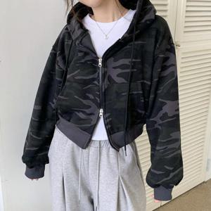 [다잇템]여성용 자크 카모 투인원 패턴 후드집업