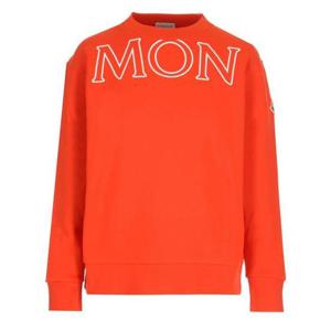 25 FW 몽클레어 로고 프린트 크루넥 코튼 퓨어 스웨트셔츠 오렌지 8G00029809KX