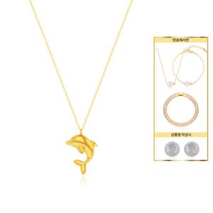 디아골드 24K 순금 행운 돌고래  목걸이+14K 진주 목걸이,팔찌세트+테니스팔찌