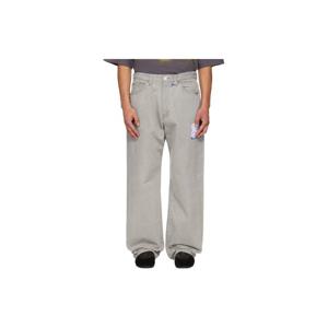 25 FW 메종미하라야스히로 남성 그레이 블리치 워싱 배기 데님 진 252551M186004