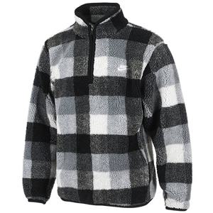 [정품] 나이키 클럽 윈터라이즈드 셰르파 후리스 체크 하프집 (FZ0898-010)