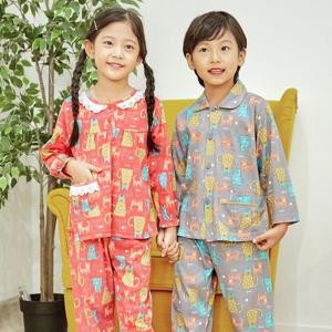 [토토와모모]국산/ 여아 남아 이쁜 실내복 주니어 파자마 /고양이(도톰다이마루)