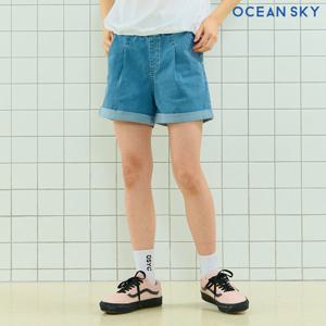 [오션스카이] 여아 주름장식 롤업 숏 데님팬츠-DCJG2651E0D