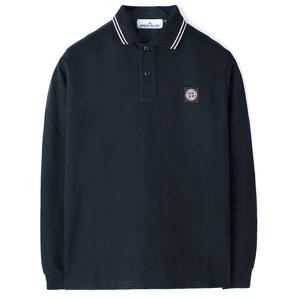 24FW 스톤 슬림 PK 긴팔 카라티 네이비 81152SL18 A0020