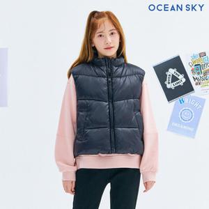 [오션스카이] 여아 글로시 크롭 패딩조끼-CFJG7371D03